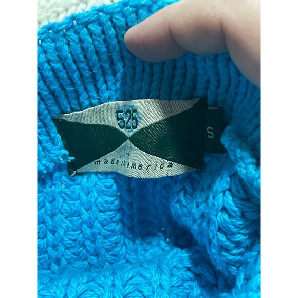 VTG 525 Sleeveless Knit Sweater Vest Turtleneck Womens Small 100%Cotton USA Blue - Picture 2 of 6